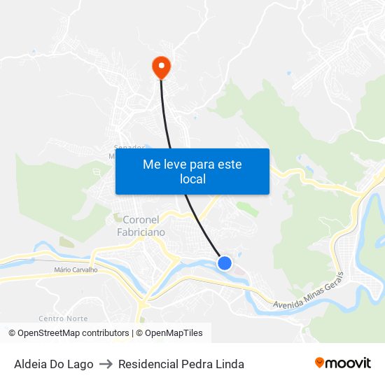 Aldeia Do Lago to Residencial Pedra Linda map