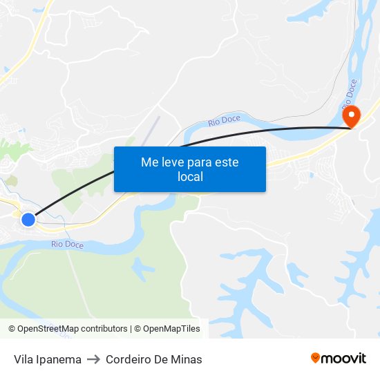 Vila Ipanema to Cordeiro De Minas map