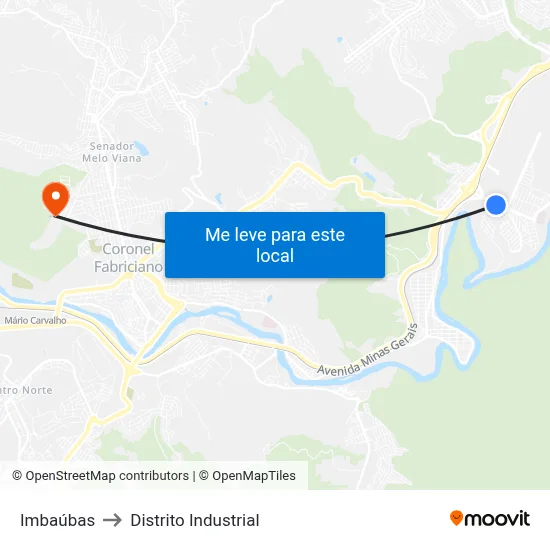 Imbaúbas to Distrito Industrial map