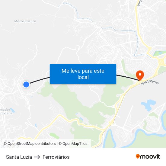 Santa Luzia to Ferroviários map