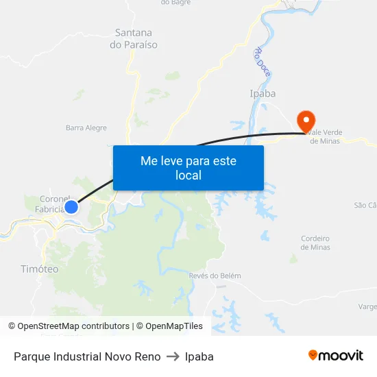 Parque Industrial Novo Reno to Ipaba map