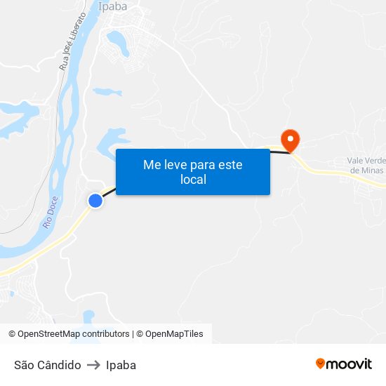 São Cândido to Ipaba map