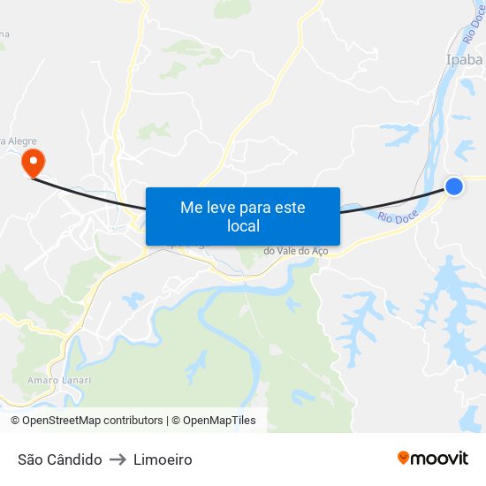 São Cândido to Limoeiro map