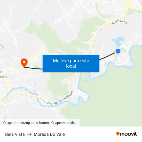 Bela Vista to Morada Do Vale map