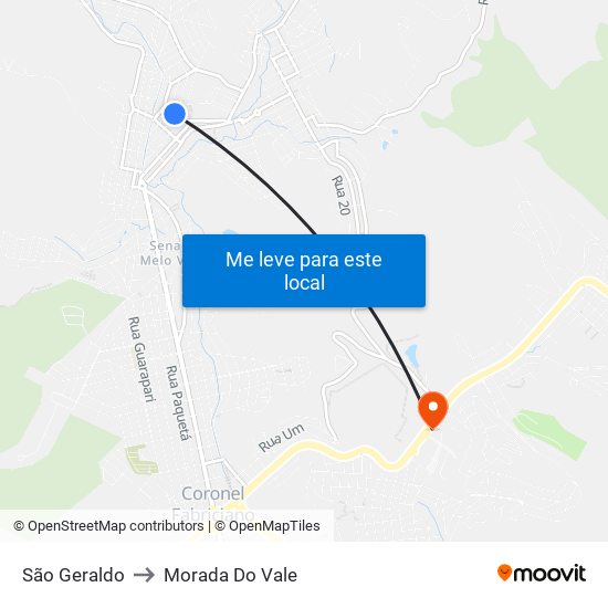 São Geraldo to Morada Do Vale map