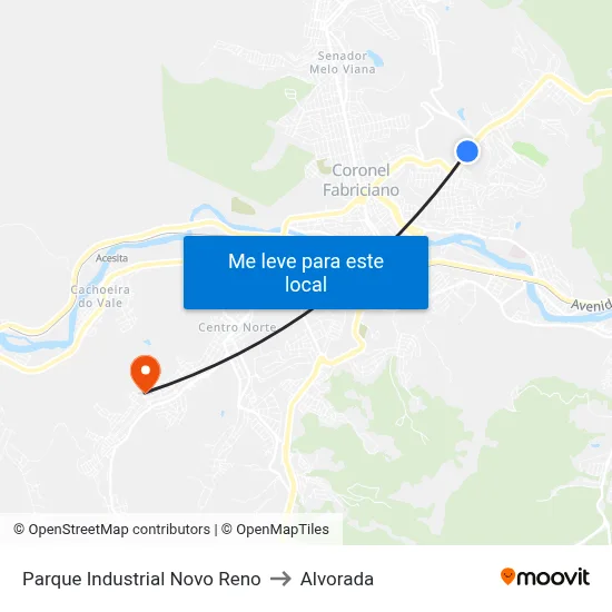 Parque Industrial Novo Reno to Alvorada map