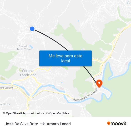 José Da Silva Brito to Amaro Lanari map