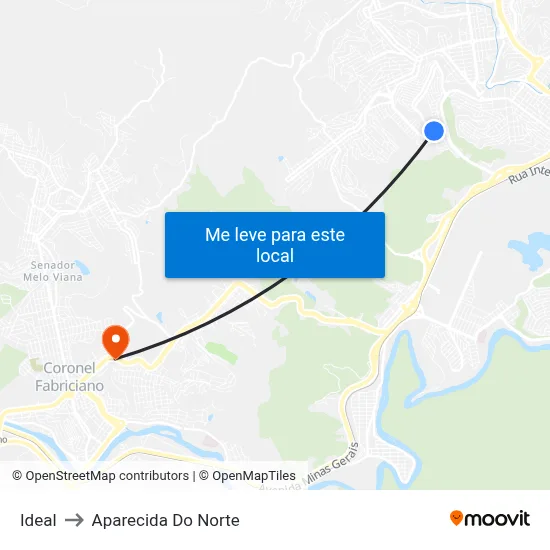 Ideal to Aparecida Do Norte map