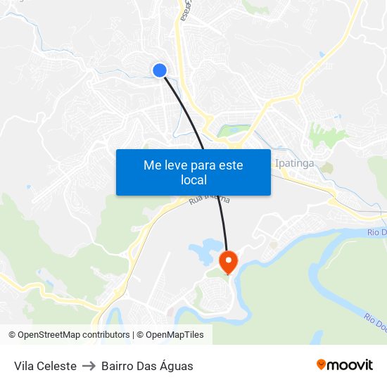 Vila Celeste to Bairro Das Águas map