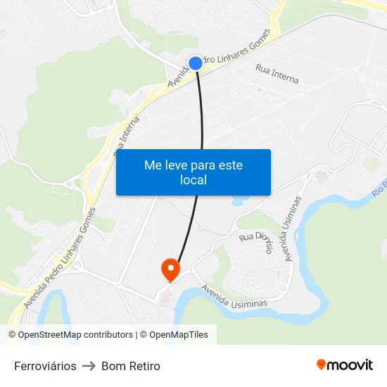 Ferroviários to Bom Retiro map