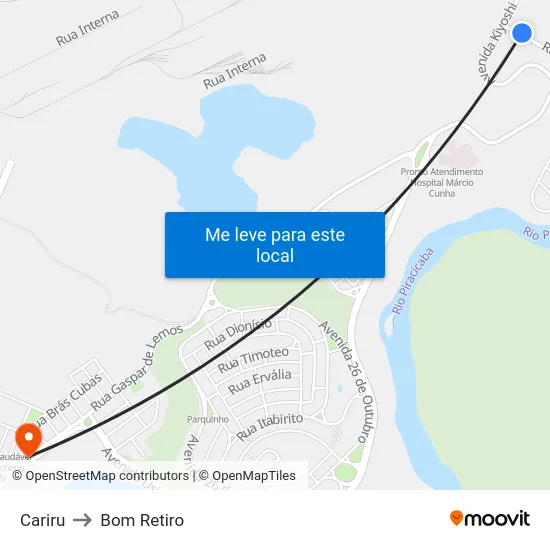 Cariru to Bom Retiro map