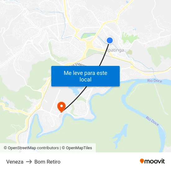 Veneza to Bom Retiro map