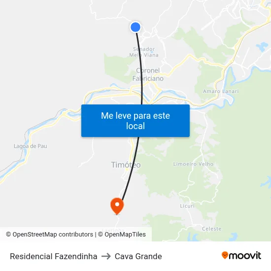 Residencial Fazendinha to Cava Grande map