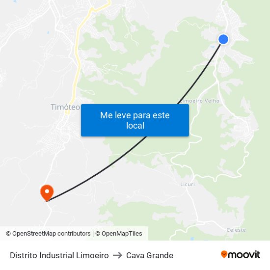 Distrito Industrial Limoeiro to Cava Grande map