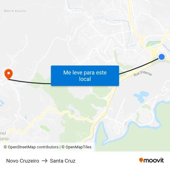 Novo Cruzeiro to Santa Cruz map