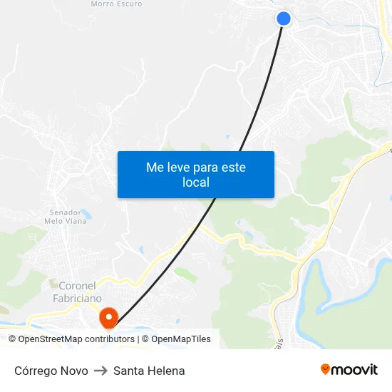 Córrego Novo to Santa Helena map