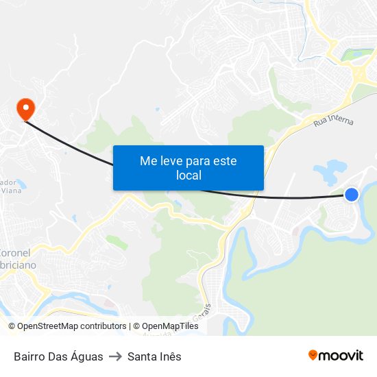 Bairro Das Águas to Santa Inês map