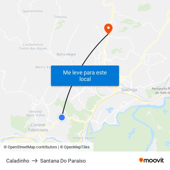 Caladinho to Santana Do Paraíso map