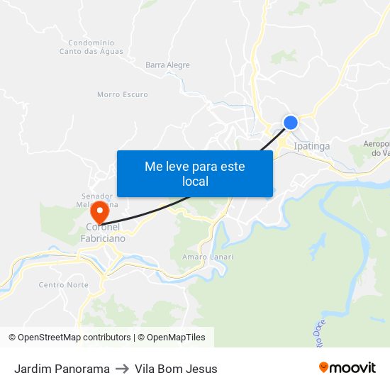 Jardim Panorama to Vila Bom Jesus map