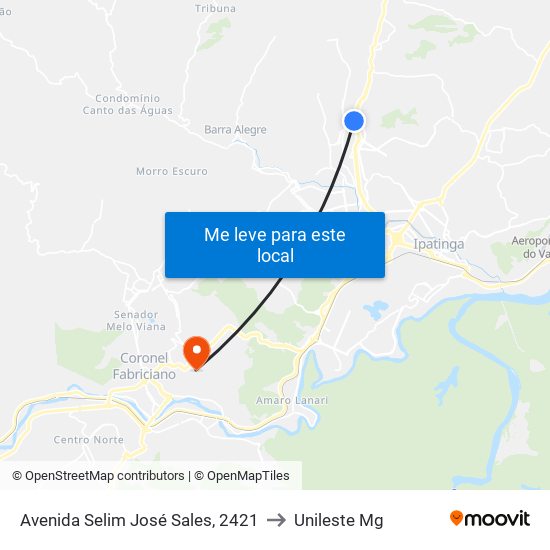 Avenida Selim José Sales, 2421 to Unileste Mg map