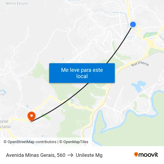 Avenida Minas Gerais, 560 to Unileste Mg map