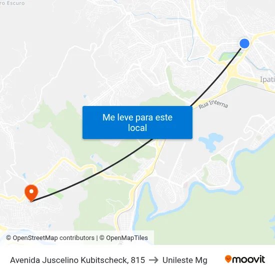 Avenida Juscelino Kubitscheck, 815 to Unileste Mg map