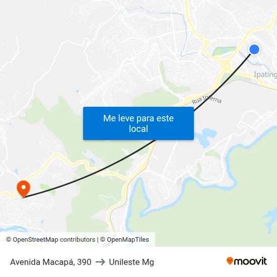 Avenida Macapá, 390 to Unileste Mg map