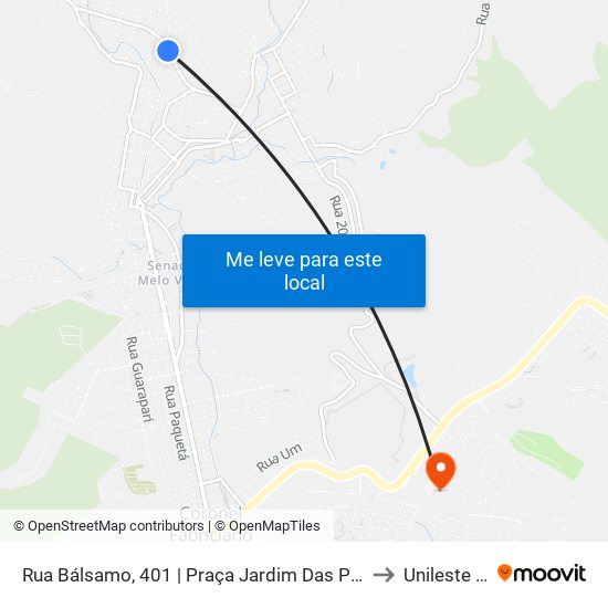 Rua Bálsamo, 401 | Praça Jardim Das Palmeiras to Unileste Mg map
