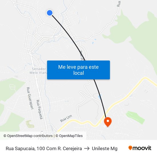 Rua Sapucaia, 100 Com R. Cerejeira to Unileste Mg map