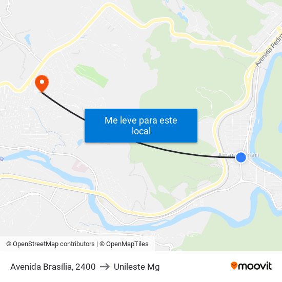 Avenida Brasília, 2400 to Unileste Mg map