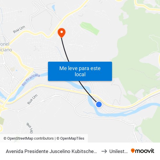 Avenida Presidente Juscelino Kubitscheck De Oliveira, 209 to Unileste Mg map