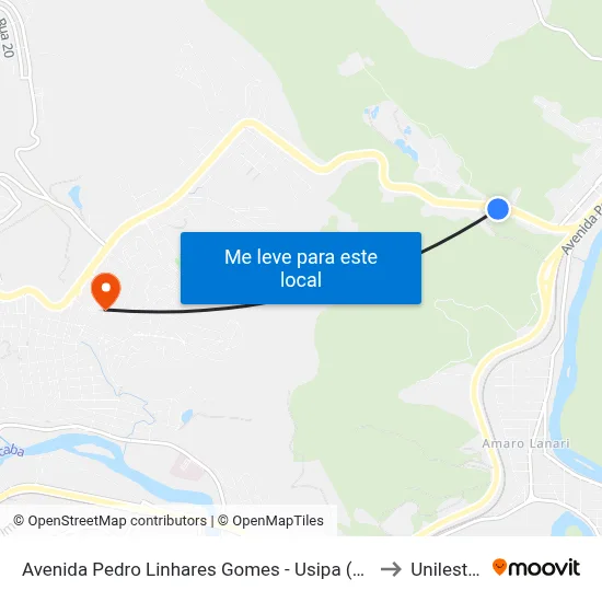Avenida Pedro Linhares Gomes - Usipa (Sentido Ipatinga) to Unileste Mg map