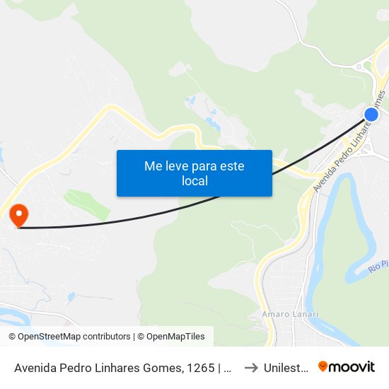 Avenida Pedro Linhares Gomes, 1265 | Posto Central 2 to Unileste Mg map