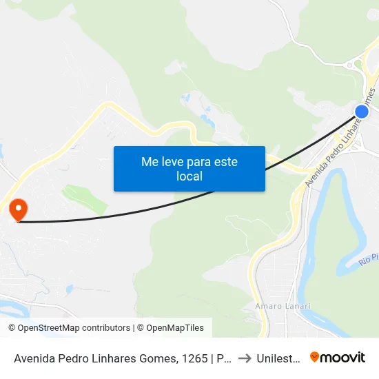 Avenida Pedro Linhares Gomes, 1265 | Posto Central 2 to Unileste Mg map