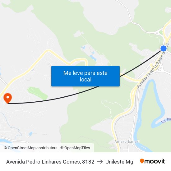 Avenida Pedro Linhares Gomes, 8182 to Unileste Mg map
