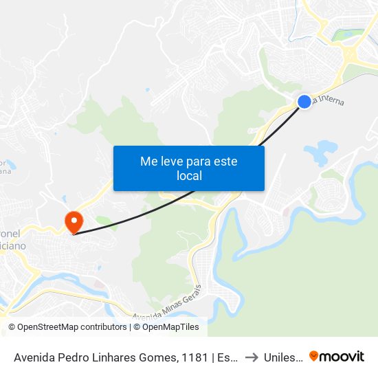 Avenida Pedro Linhares Gomes, 1181 | Estação Intendente Câmara to Unileste Mg map