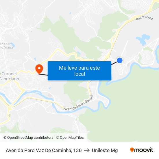 Avenida Pero Vaz De Caminha, 130 to Unileste Mg map