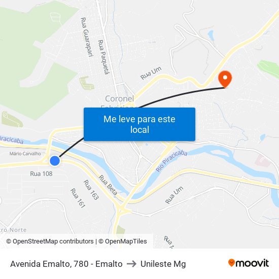 Avenida Emalto, 780 - Emalto to Unileste Mg map