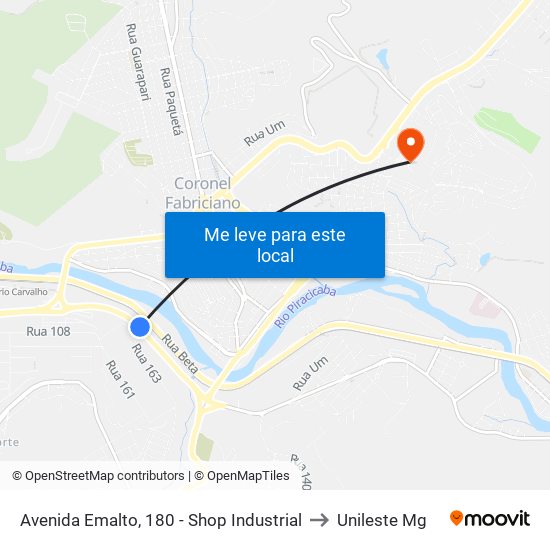 Avenida Emalto, 180 - Shop Industrial to Unileste Mg map