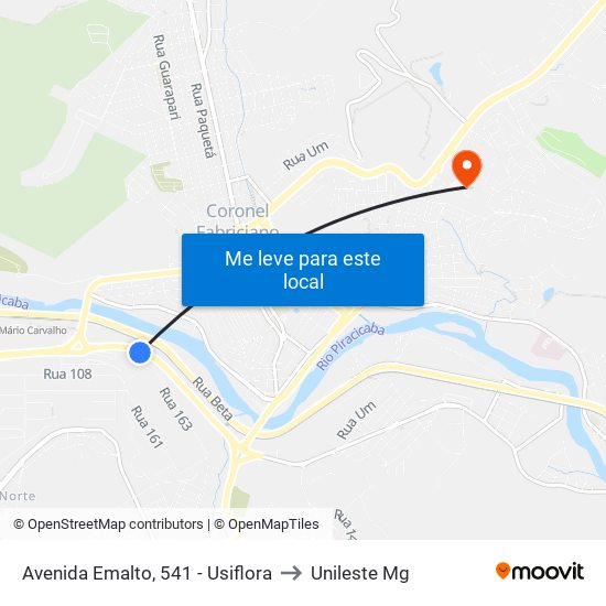 Avenida Emalto, 541 - Usiflora to Unileste Mg map
