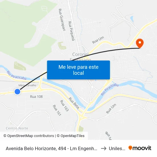 Avenida Belo Horizonte, 494 - Lm Engenharia/Aperam Portaria 3 to Unileste Mg map