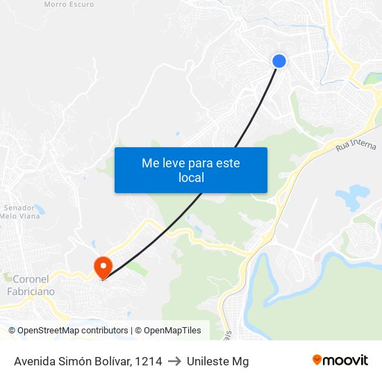 Avenida Simón Bolívar, 1214 to Unileste Mg map