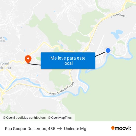 Rua Gaspar De Lemos, 435 to Unileste Mg map