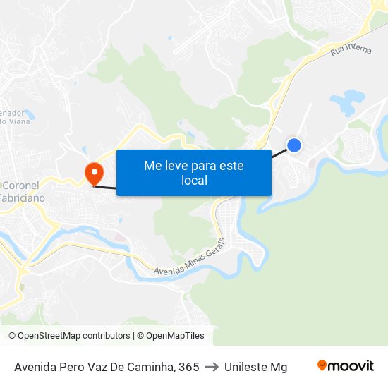Avenida Pero Vaz De Caminha, 365 to Unileste Mg map