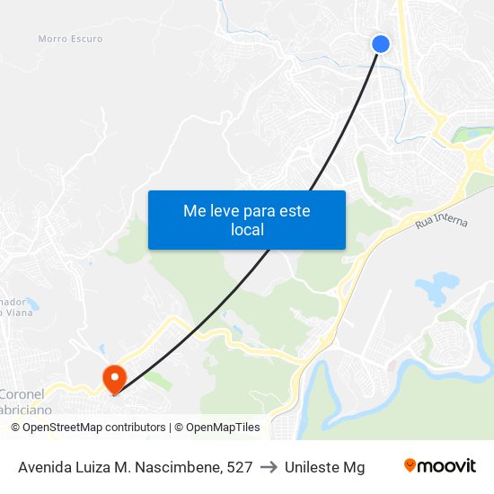 Avenida Luiza M. Nascimbene, 527 to Unileste Mg map