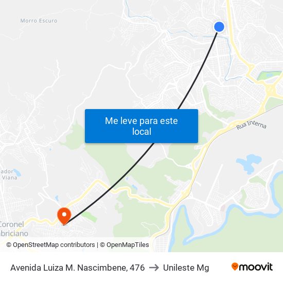 Avenida Luiza M. Nascimbene, 476 to Unileste Mg map