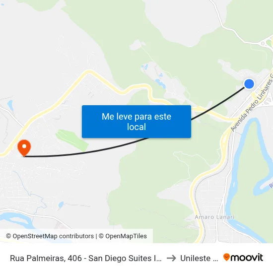 Rua Palmeiras, 406 - San Diego Suites Ipatinga to Unileste Mg map