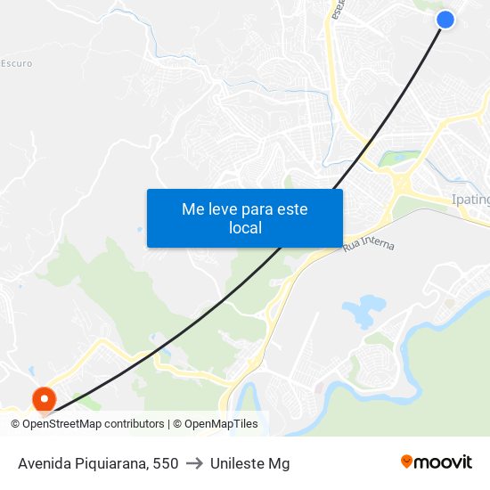 Avenida Piquiarana, 550 to Unileste Mg map
