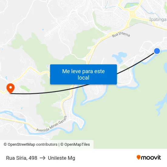 Rua Síria, 498 to Unileste Mg map