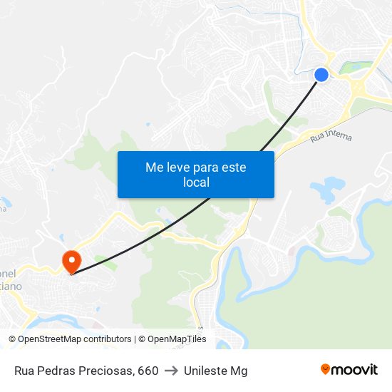 Rua Pedras Preciosas, 660 to Unileste Mg map